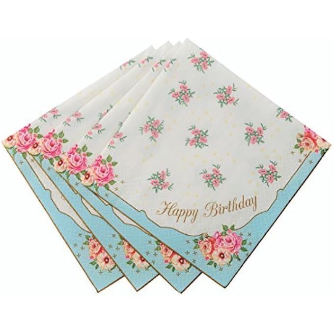 TRULY SCRUMPTIOUS HAPPY BIRTHDAY FLORAL PAPER NAPKIN 20-PACK, MULTICOLOR - Image 1
